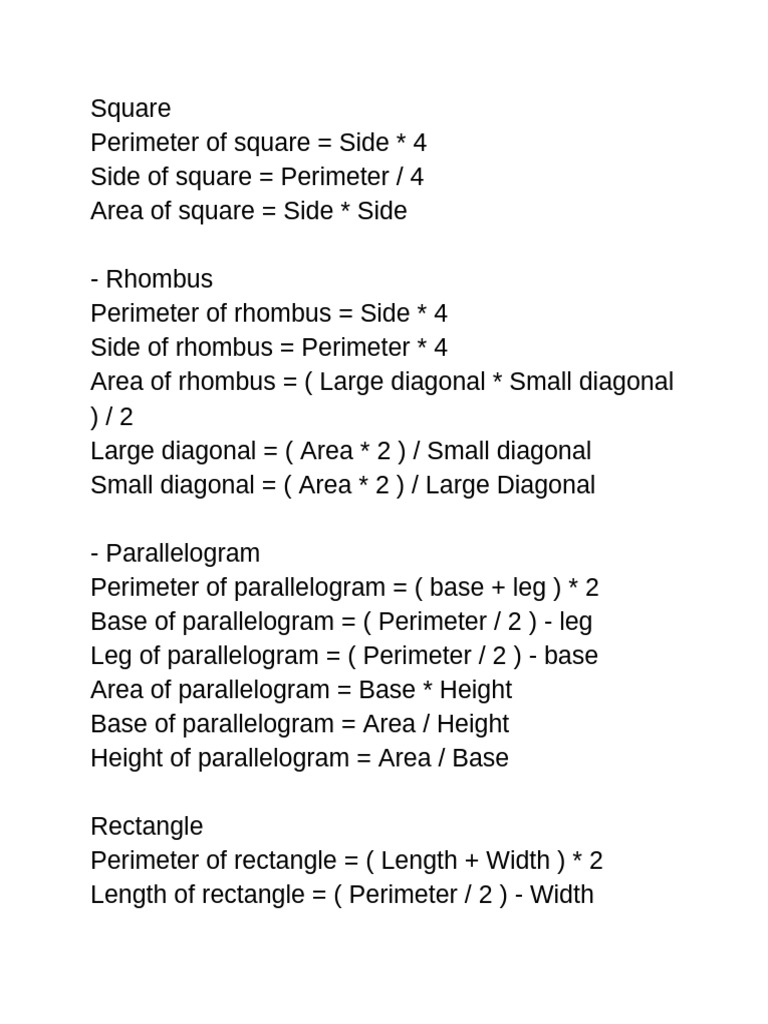 Geometry Formulas for Shapes and Solids | PDF
