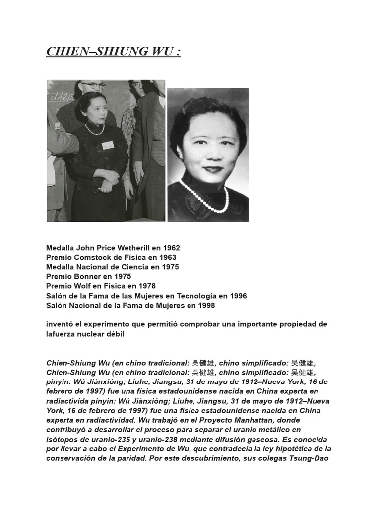 Chien-Shiung Wu | PDF | Radioactividad | Física nuclear