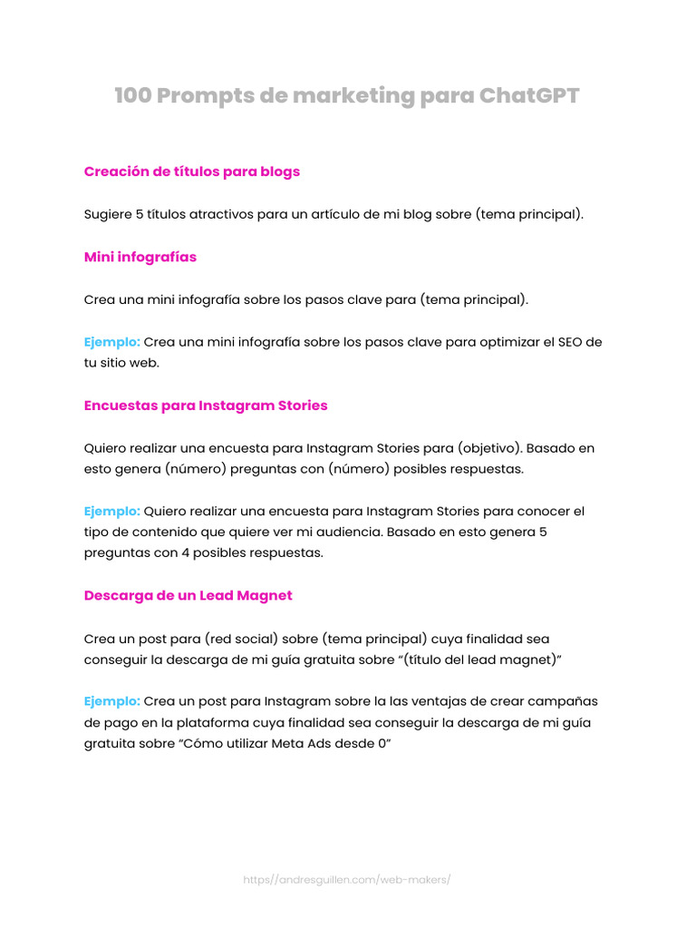 Prompts de Marketing para ChatGPT | PDF | Blog | Publicidad