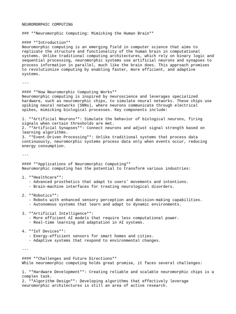 Neuromorphic Computing: Revolutionizing AI | PDF | Quantum Computing ...