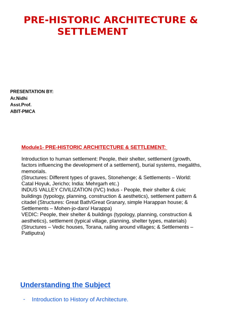 Prehistoric Architecture & Settlements | PDF | Vedas | Neolithic