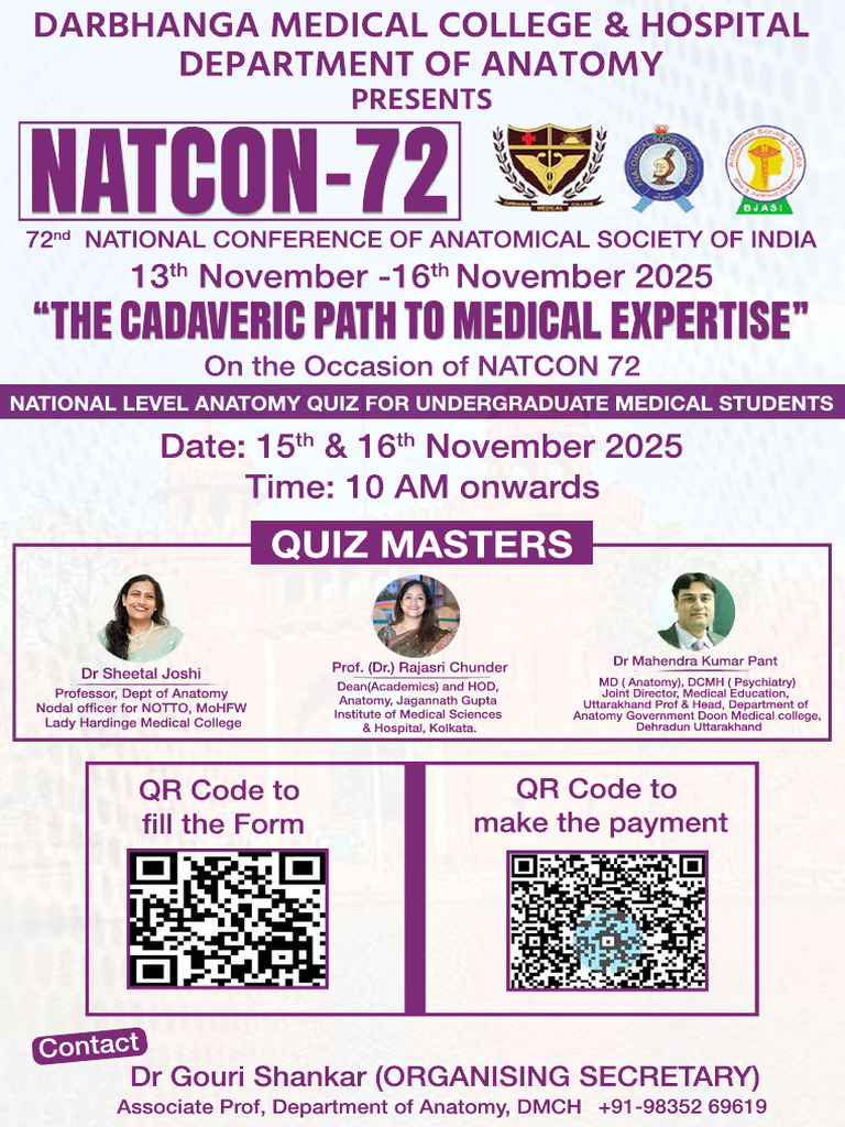 NATCON 72: National Anatomy Quiz 2025 | PDF