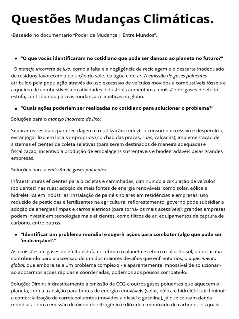 Questões Mudanças Climáticas. - 20250407 - 221026 - 0000 | PDF ...