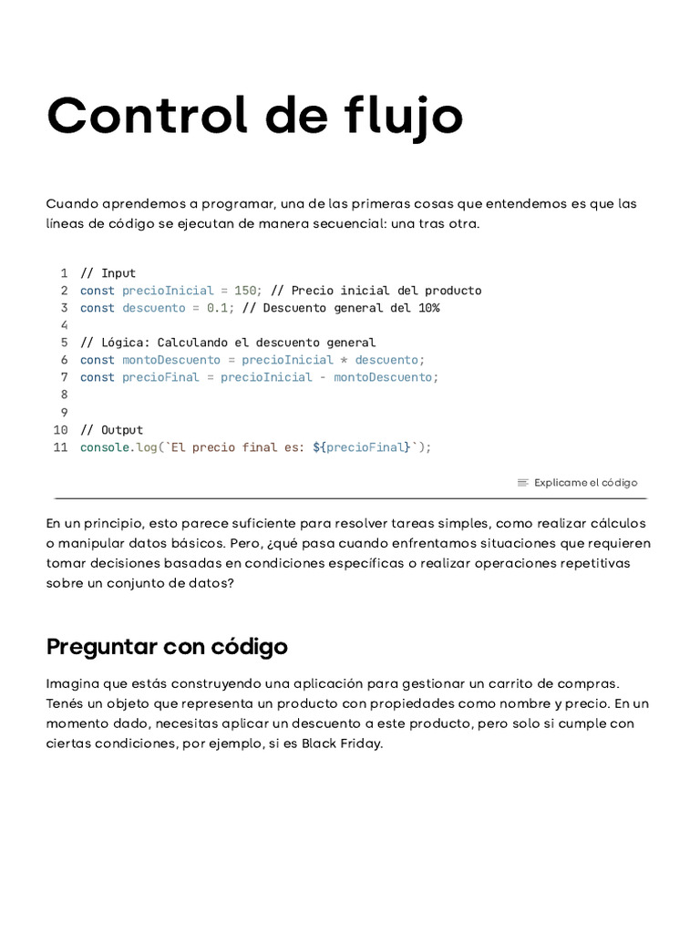 Control de Flujo en JavaScript: Guía Básica | PDF | Programa de ...