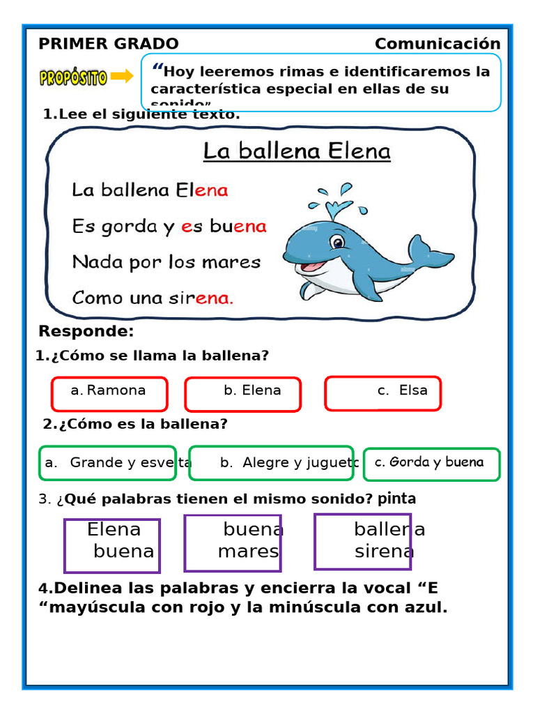 Ficha De Comunicación Rimas Pdf