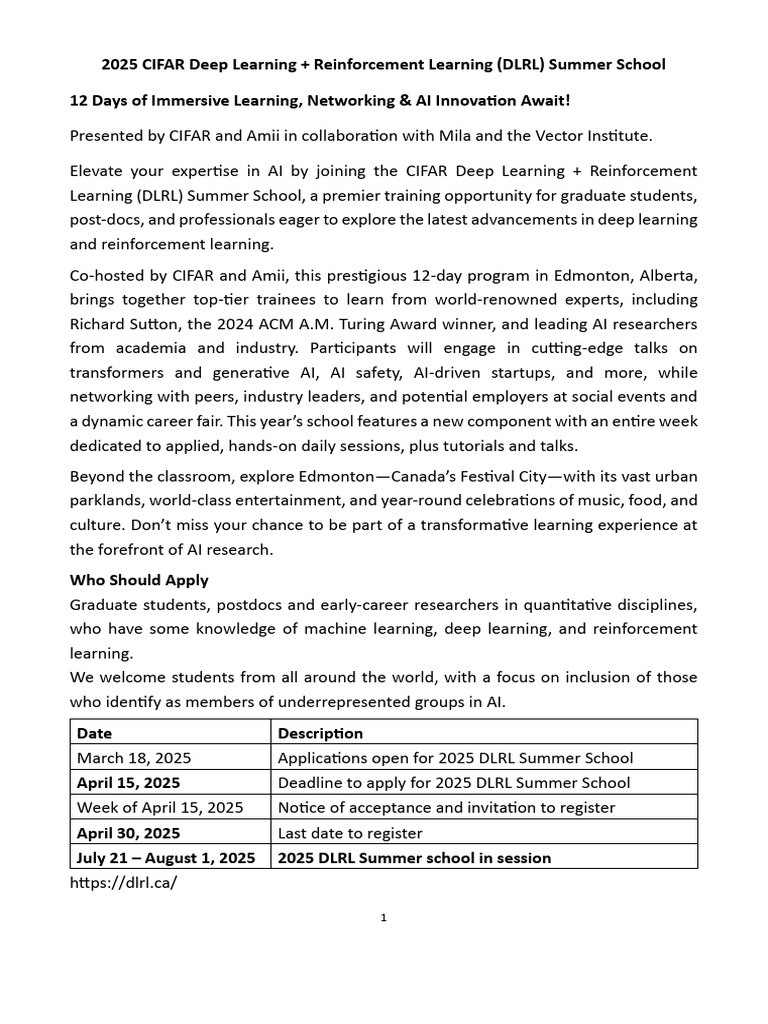 2025 DLRL Summer School Details | PDF