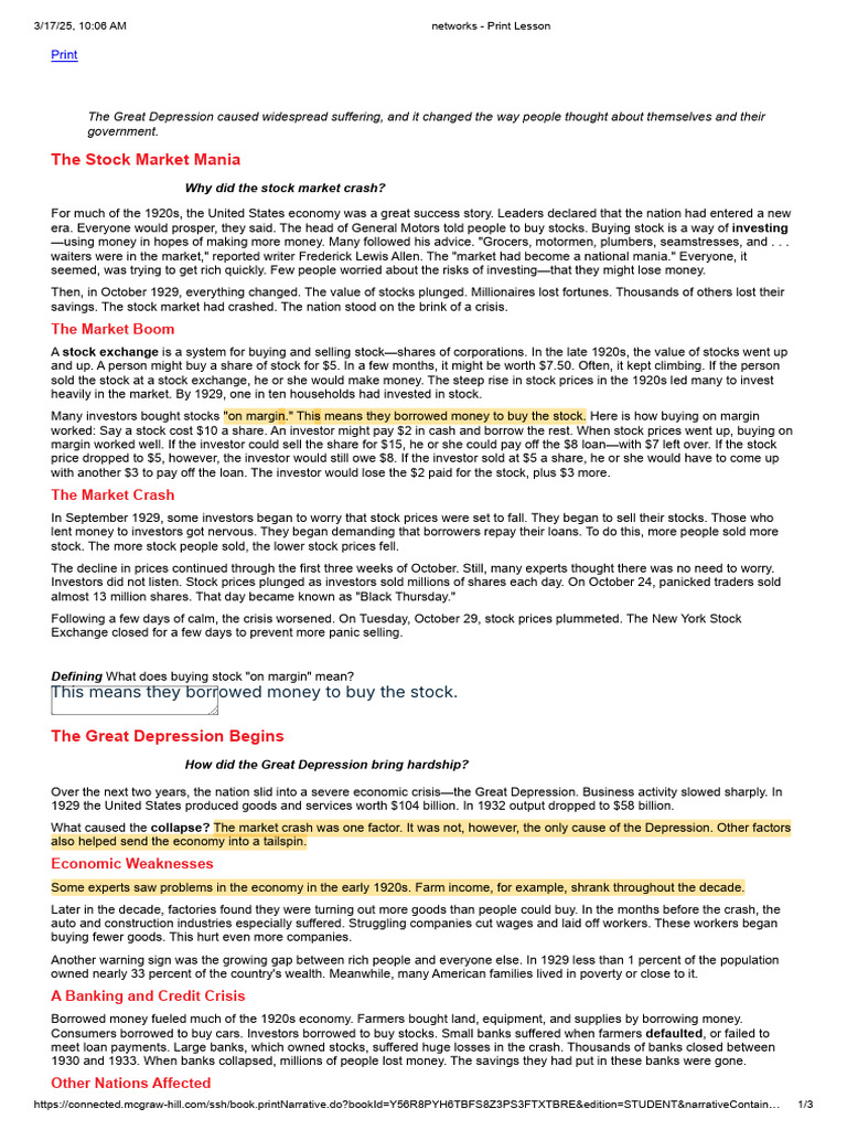 Causes of the Great Depression Explained | PDF | Margin (Finance) | Stocks