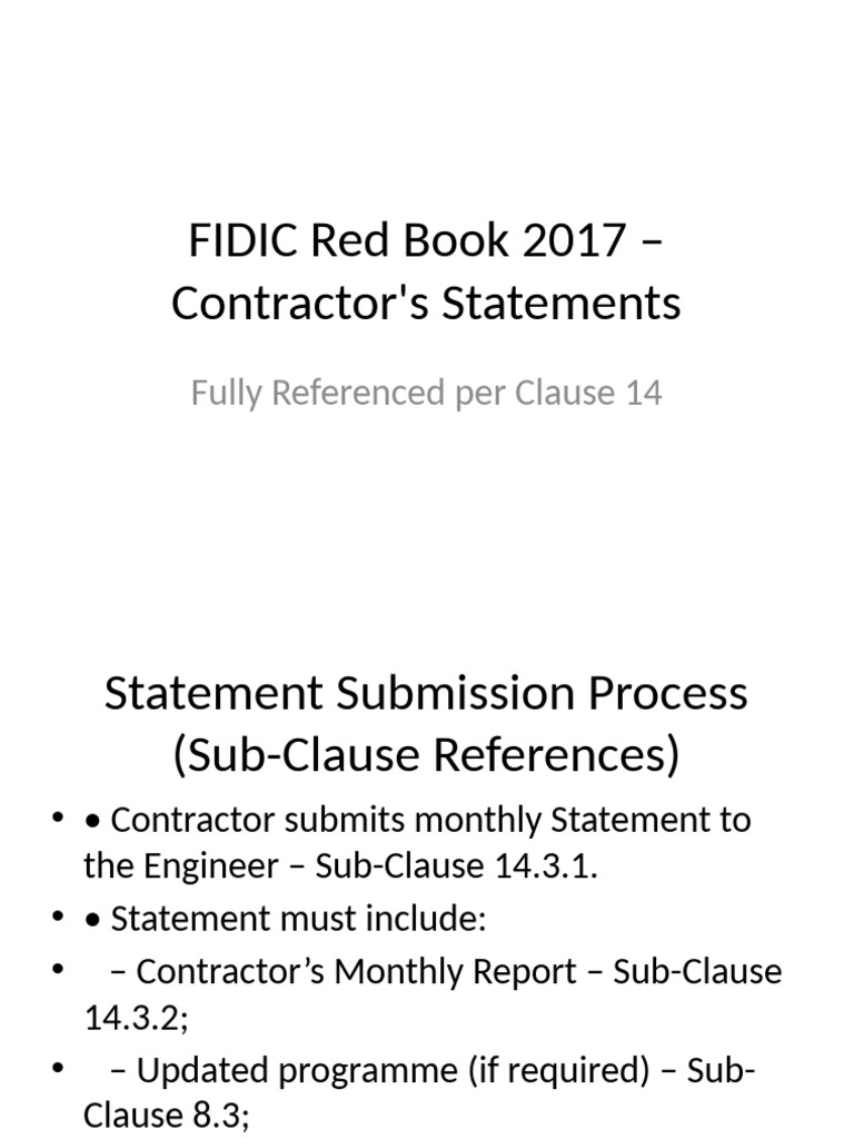 FIDIC Contractors Statements Presentation Referenced v3 | PDF