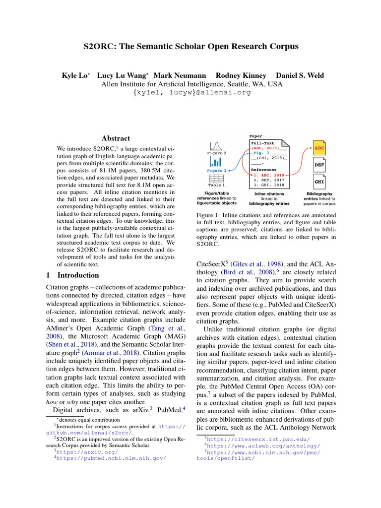 S2ORC: The Semantic Scholar Open Research Corpus: Kyle Lo Lucy Lu Wang ...