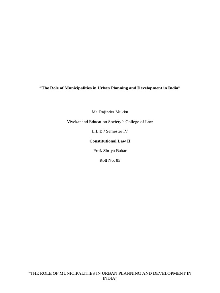 Municipalities in Urban Development India | PDF | Government | Economies