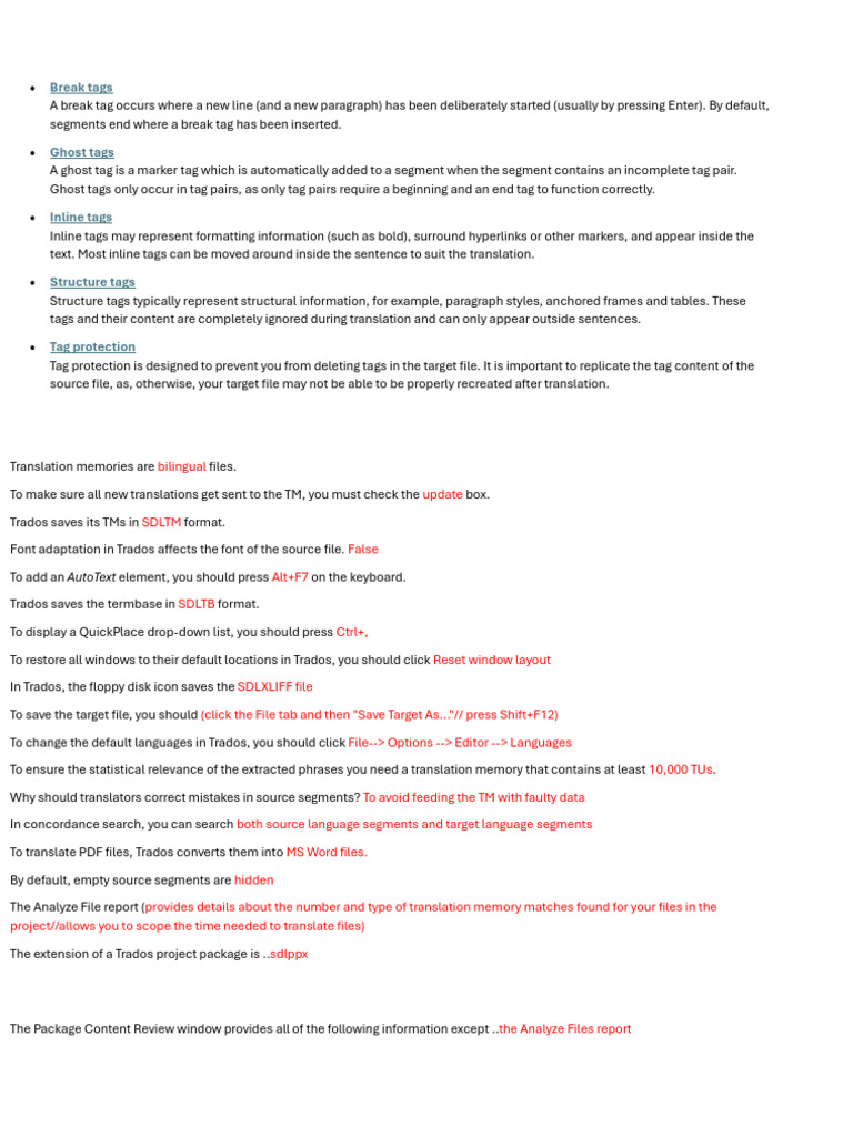 Understanding Trados Tag Types and Tools | PDF | Computer File | Html ...
