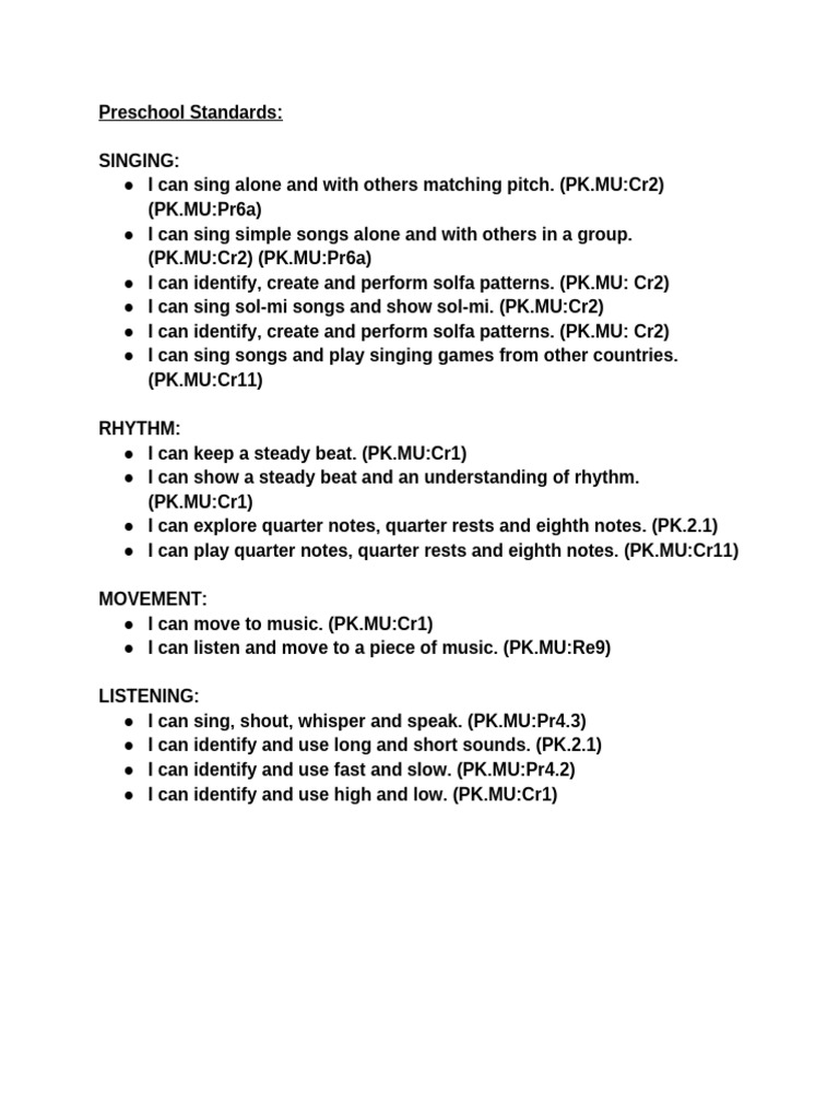Preschool Standards | PDF