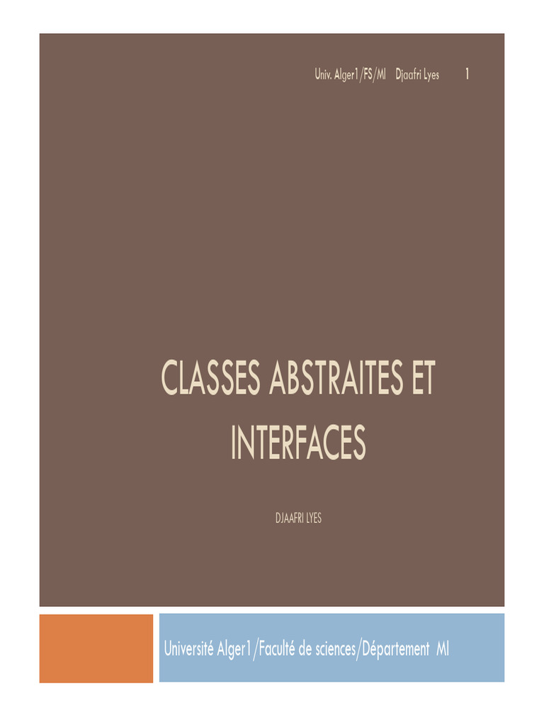 Classes Abstraites et Interfaces en Java | PDF | Classe (informatique ...