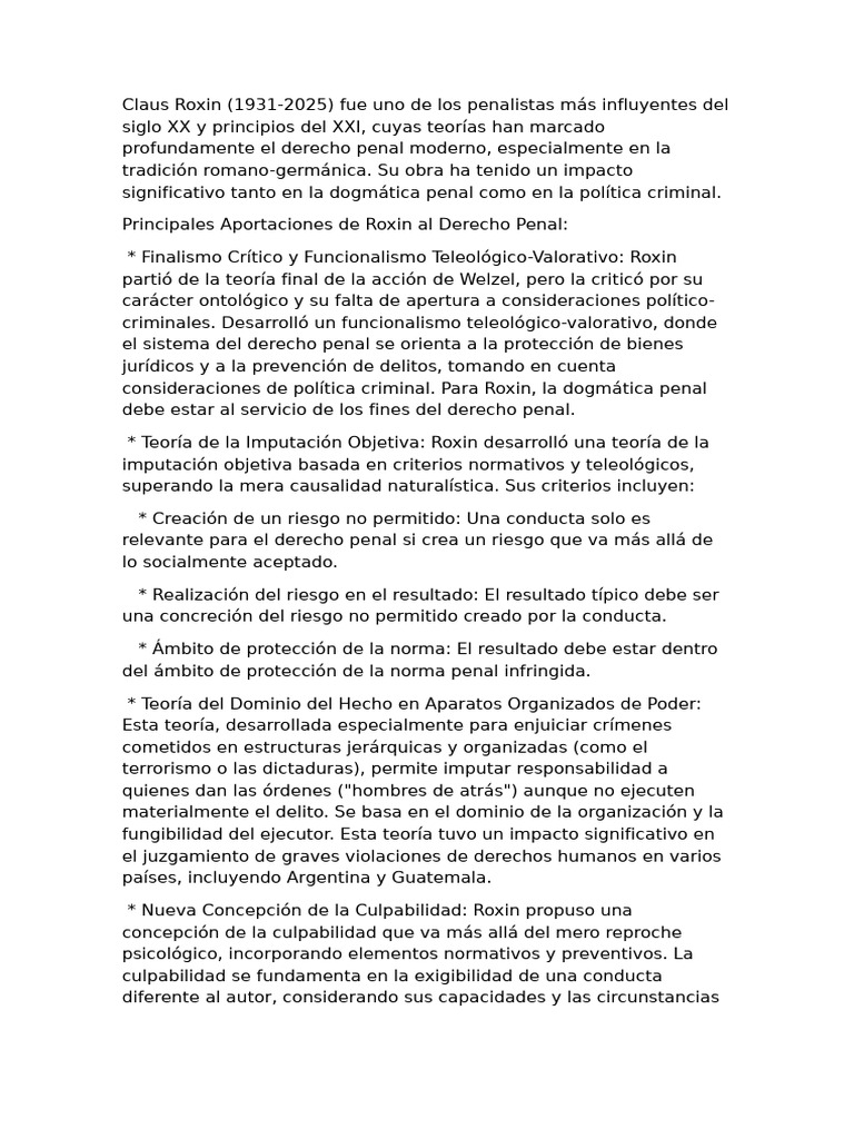 Derecho Penal y Roxin | PDF | Derecho penal | Crímenes