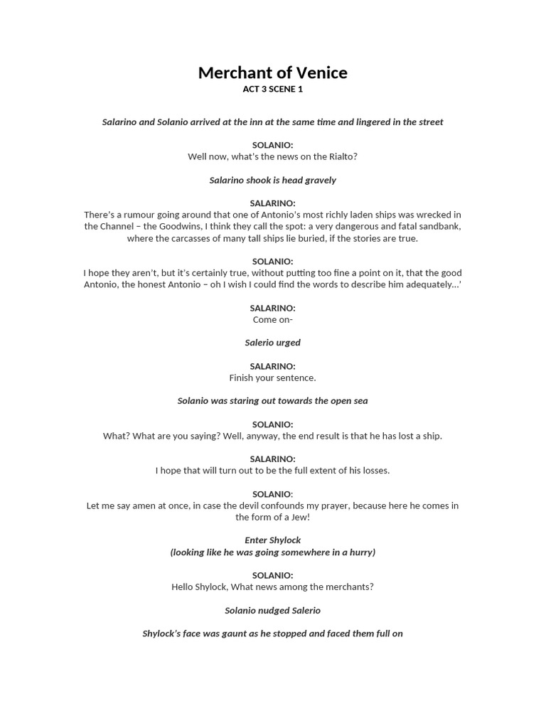 Shylock's Revenge and Antonio's Loss | PDF | Shylock | The Merchant Of ...