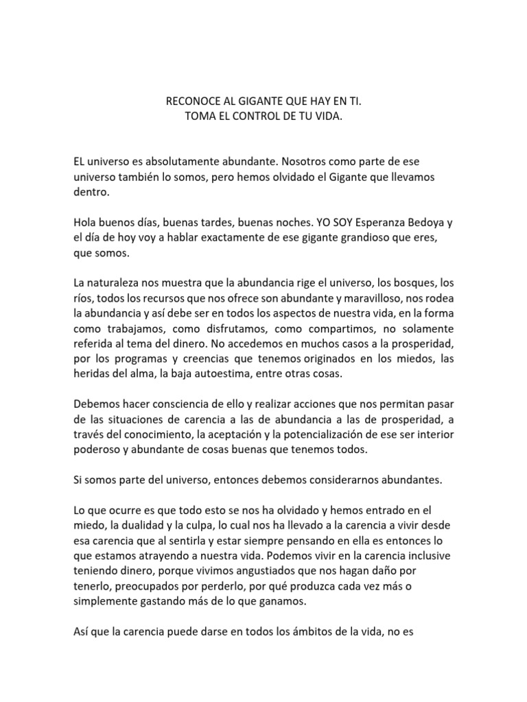 Toma el Control de Tu Vida y Abundancia | PDF | Autoestima | Las emociones