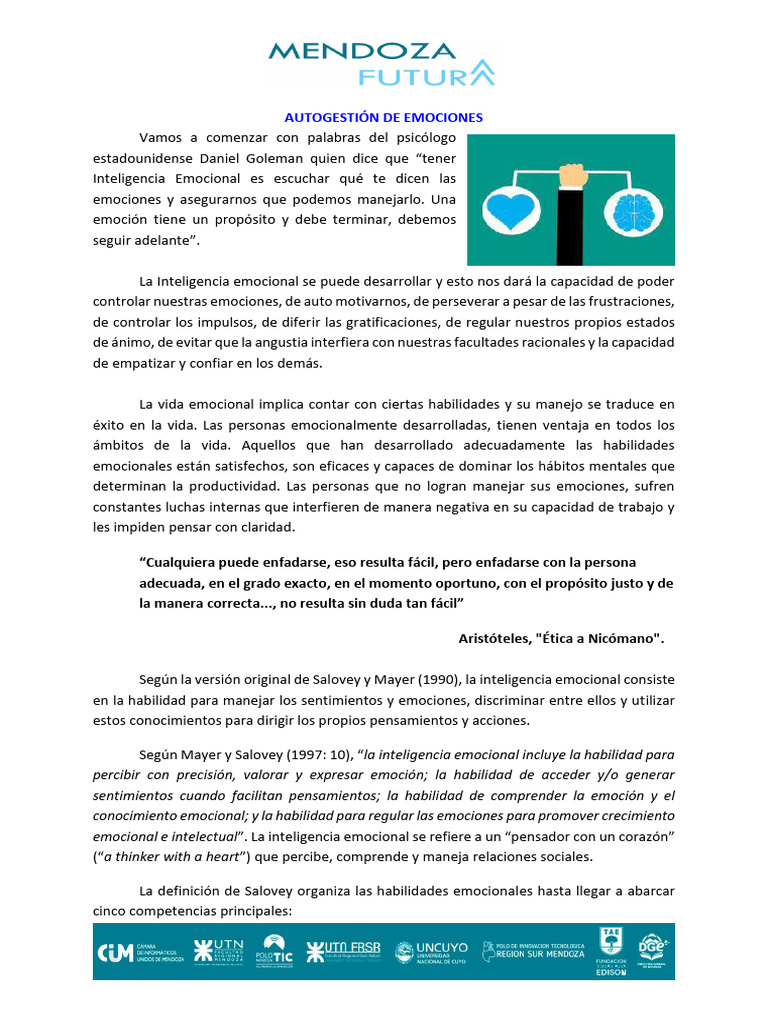 Autogestión de Emociones y Inteligencia Emocional | PDF | Las emociones ...