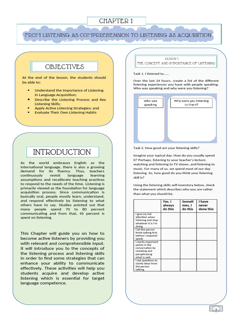 Active Listening Strategies for Language Learners | PDF | Fluency ...