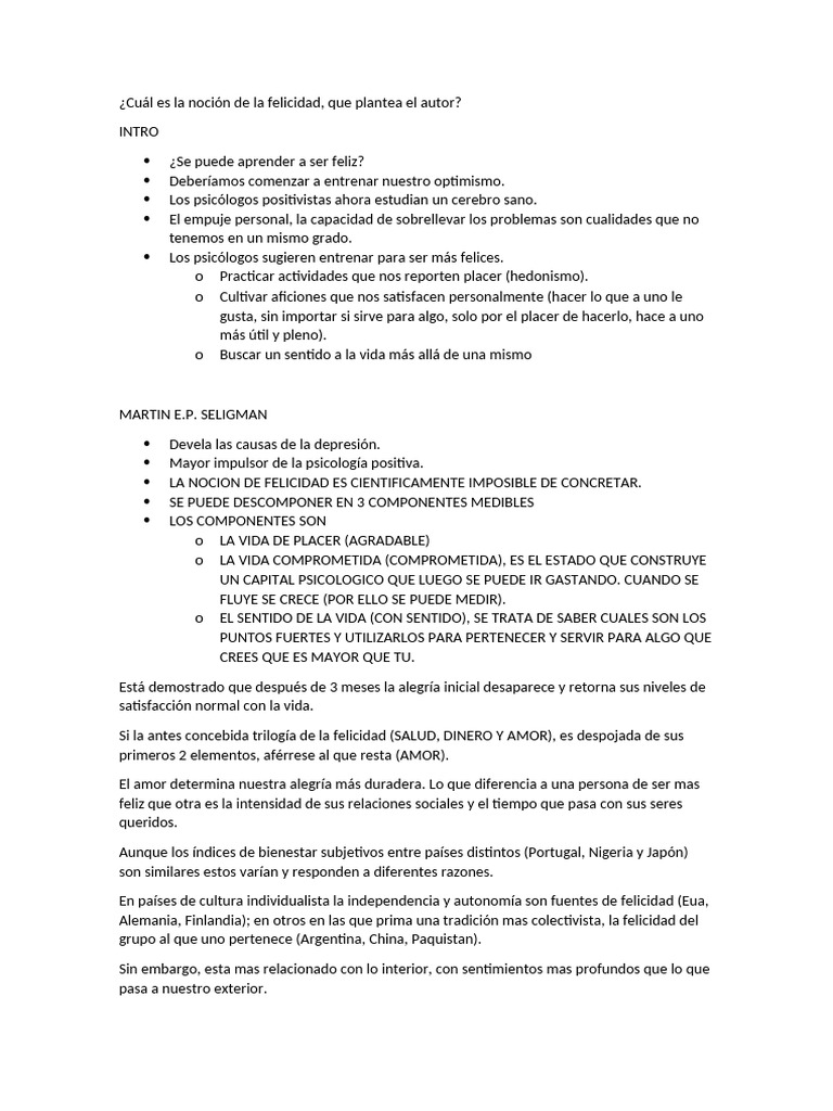 La clave de la felicidad: componentes medibles | PDF | Felicidad | Placer