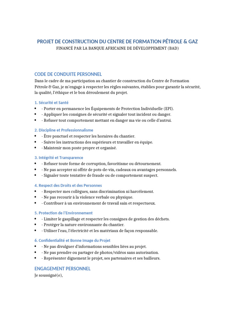Code de conduite pour le chantier Kinsevere | PDF | Sécurité ...