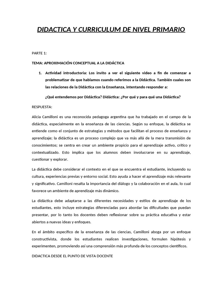 Didáctica y Curriculum en Primaria | PDF | Enseñando | Plan de estudios