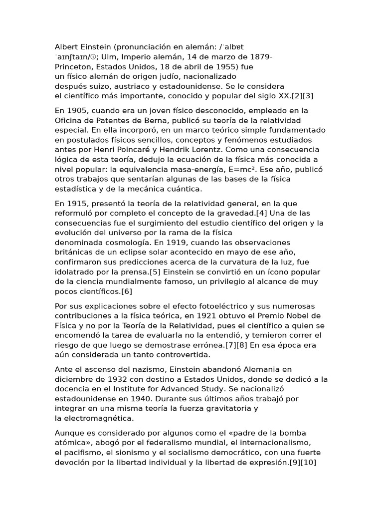 Biografía de Albert Einstein: Vida y Logros | PDF | Albert Einstein