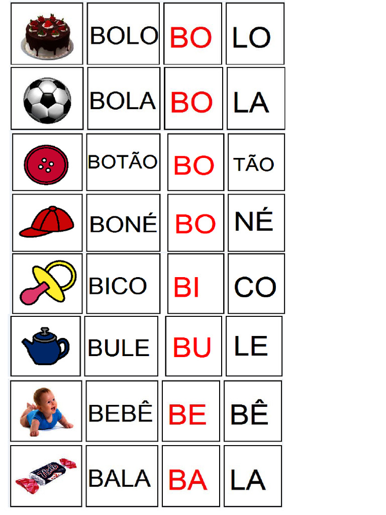 JOGO FORMAÇÃO DE PALAVRAS COM B | PDF