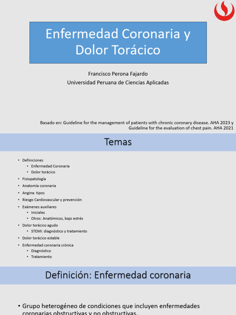 Manejo de Enfermedad Coronaria y Dolor Torácico | PDF | Infarto de ...