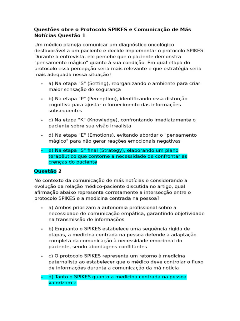 Protocolo SPIKES na Comunicação de Más Notícias | PDF | Comunicação ...