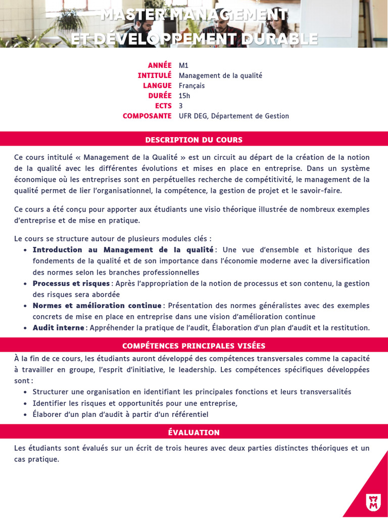 Management de la Qualité en Entreprise | PDF
