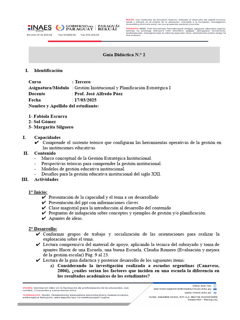 Gestión Educativa: Teoría y Práctica | PDF | Escuelas | Plan de estudios
