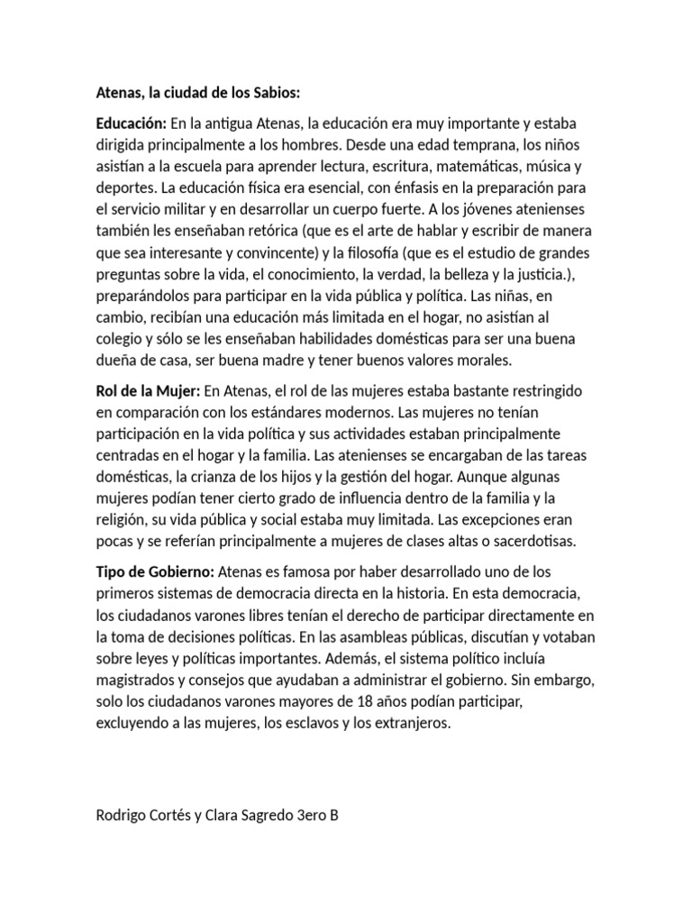 Ciudadanía en Atenas y Esparta | PDF