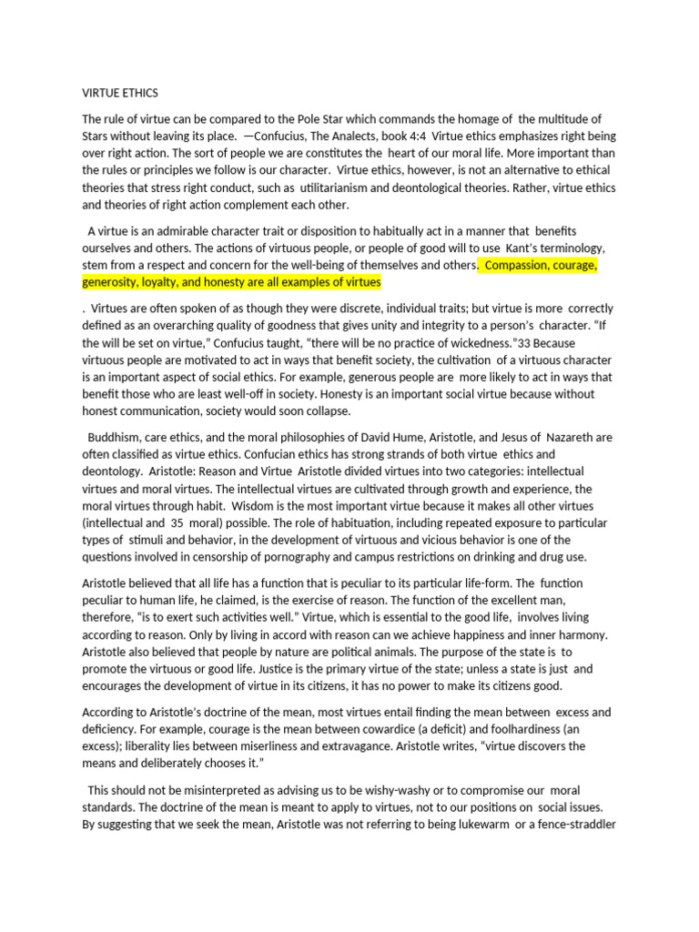 Understanding Virtue Ethics Principles | PDF | Virtue | Virtue Ethics
