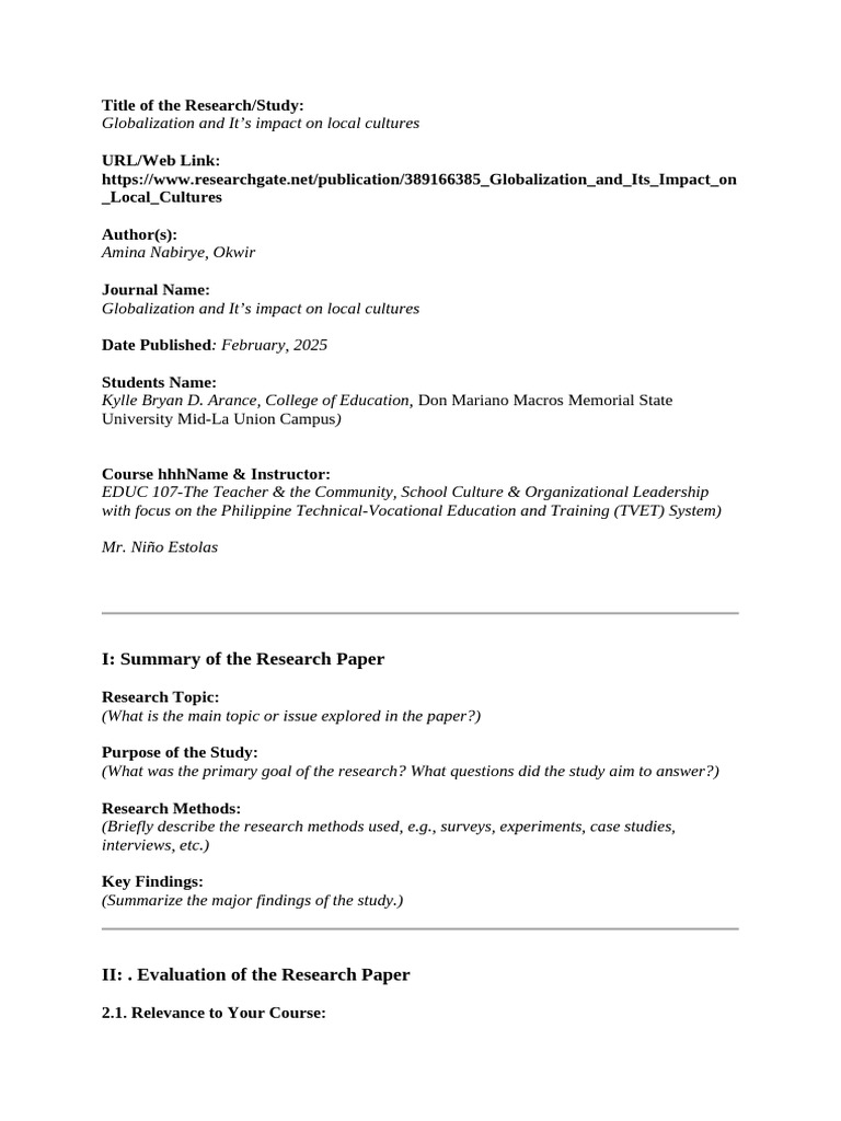 Globalization's Effects on Local Cultures | PDF | Cognition | Intelligence