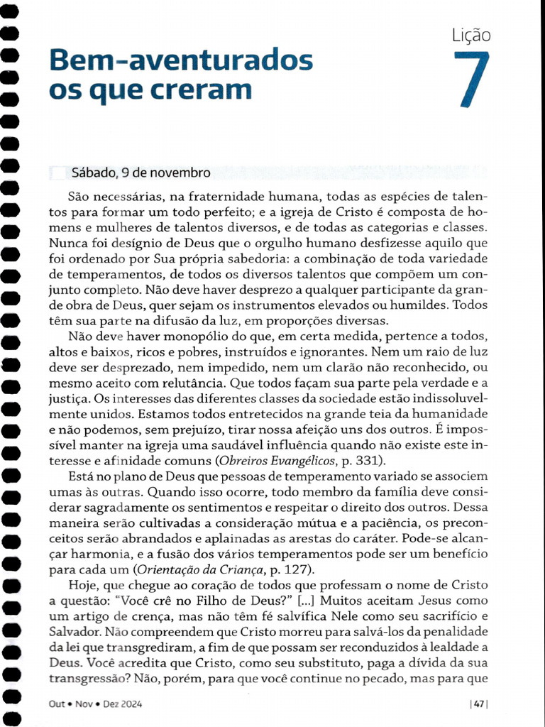 CEW Lição 07 - Bem-Aventurados Os Que Creram - Adultos | PDF