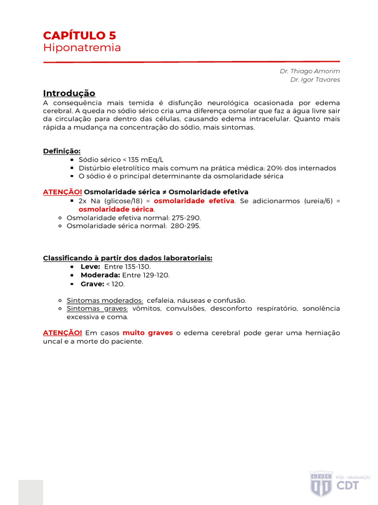Hiponatremia: Diagnóstico e Tratamento | PDF | Soro fisiológico ...