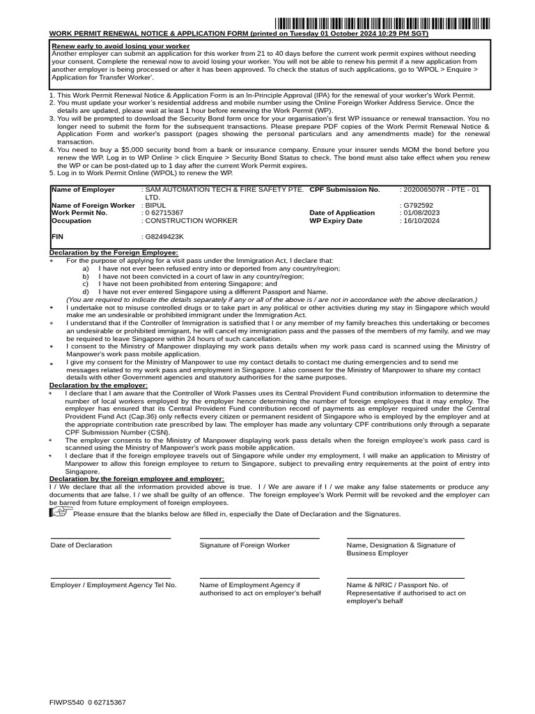 Work Permit Renewal Application Guide | PDF