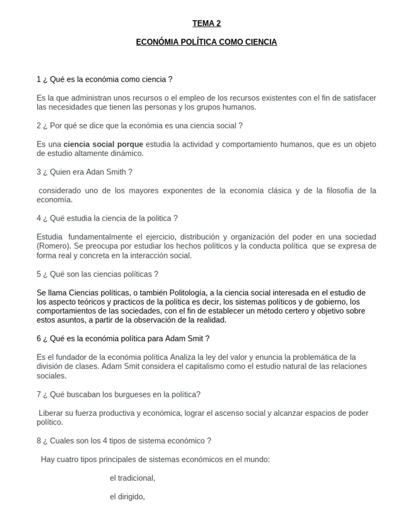 Economía Política: Ciencia y Conceptos Clave | PDF | Ciencias ...