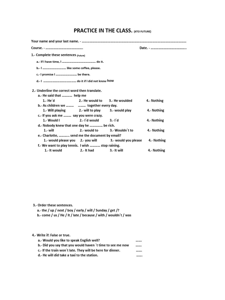 Future Tense Practice Exercises | PDF