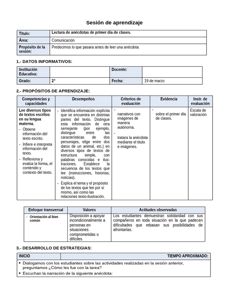 Anécdotas del Primer Día de Clases | PDF | Evaluación | Aprendizaje