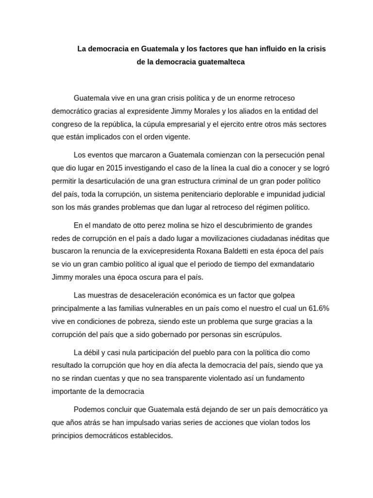 Crisis de la democracia en Guatemala | PDF