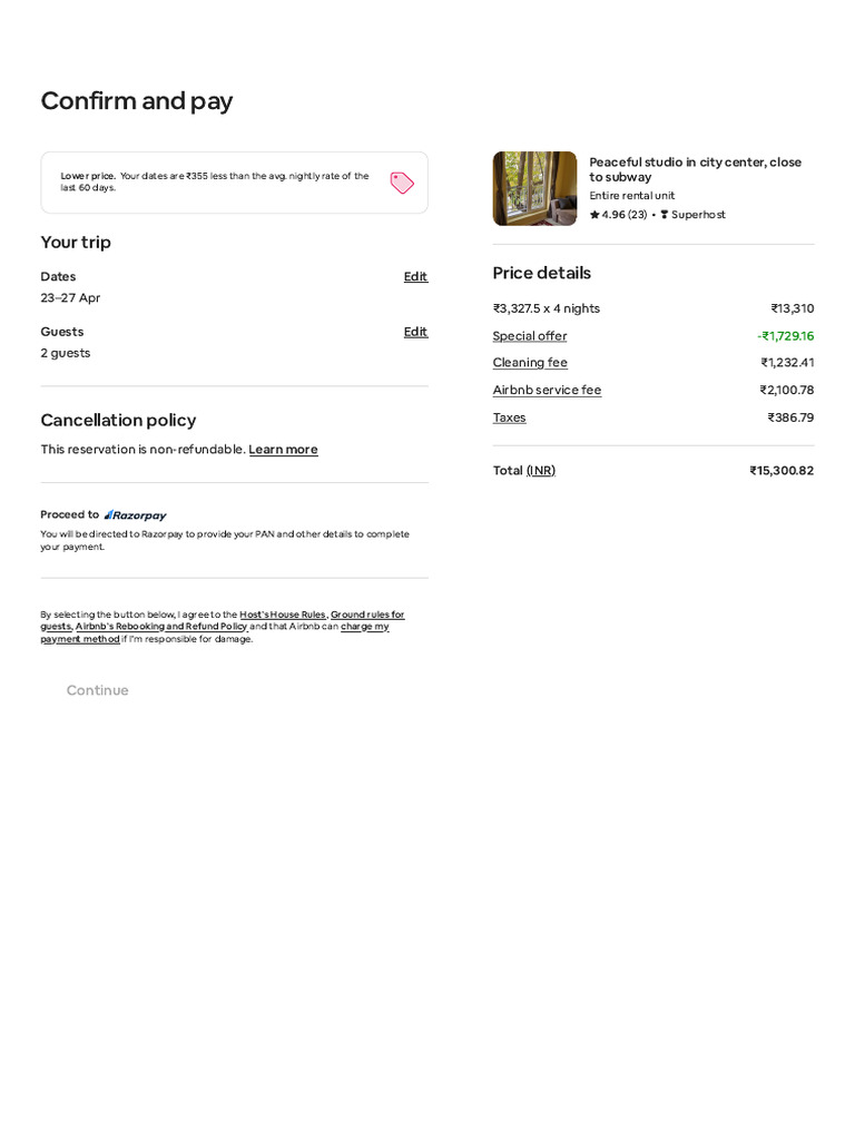 Confirm and Pay for Airbnb Reservation | PDF