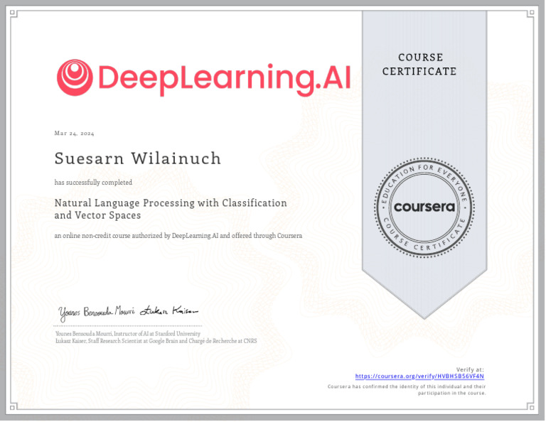 NLP Classification Course Completion | PDF