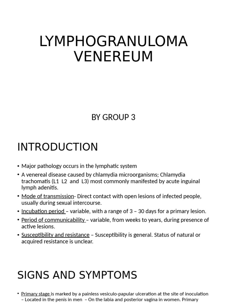 Lymphogranuloma Venereum Overview | PDF | Sexually Transmitted ...