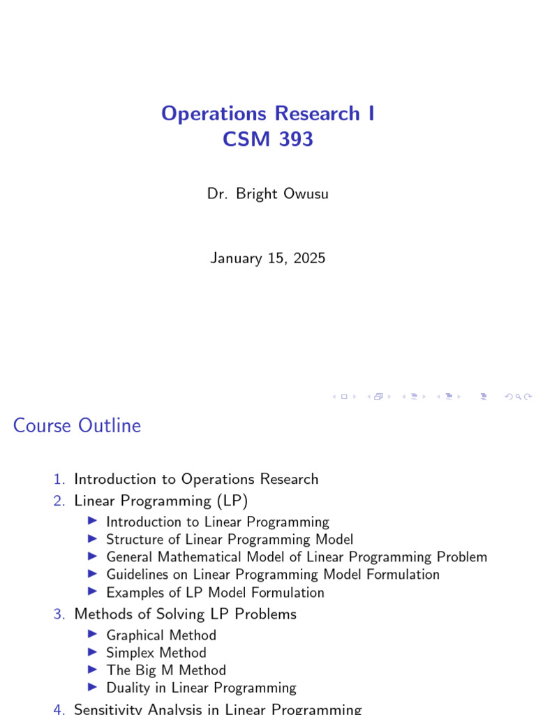 Operations Research Course Outline | PDF