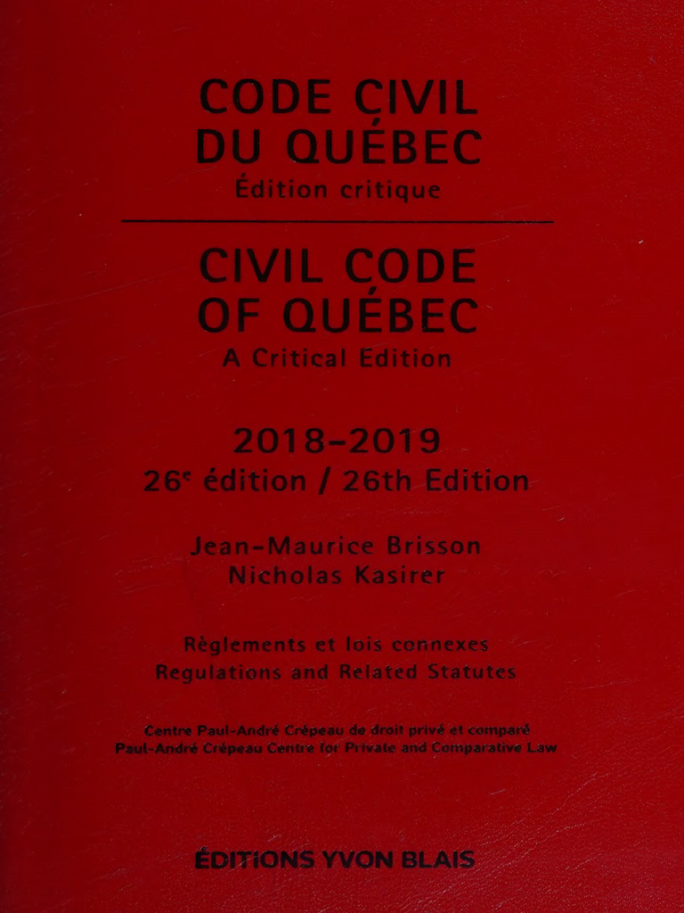 Code civil du Québec : Édition critique | PDF