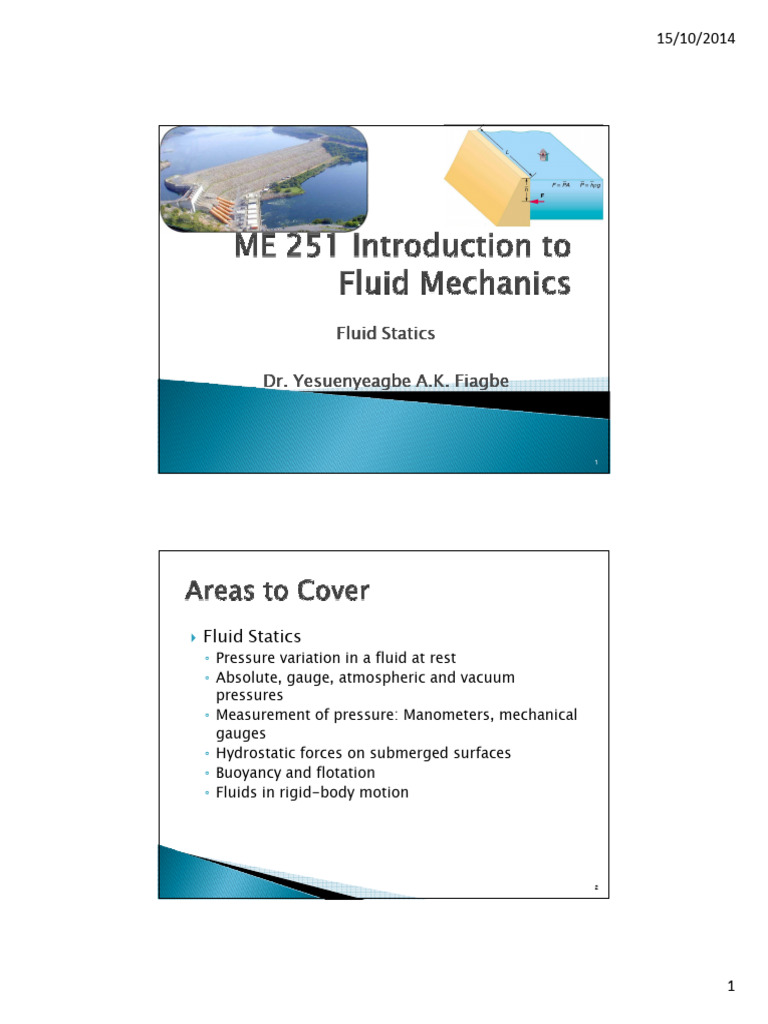 2.ME 251 Intro. To Fluid - Static1 | PDF | Buoyancy | Pressure Measurement