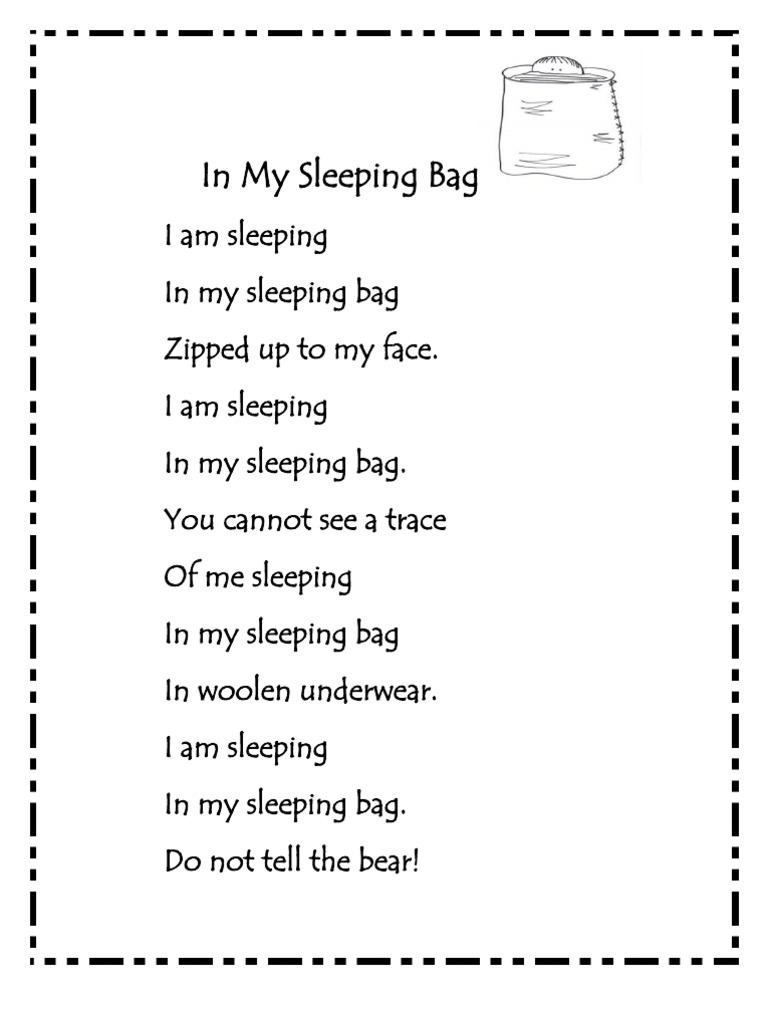 In My Sleeping Bag Poem