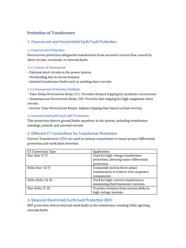 Transformer Overcurrent Protection Methods | PDF | Transformer | Power ...