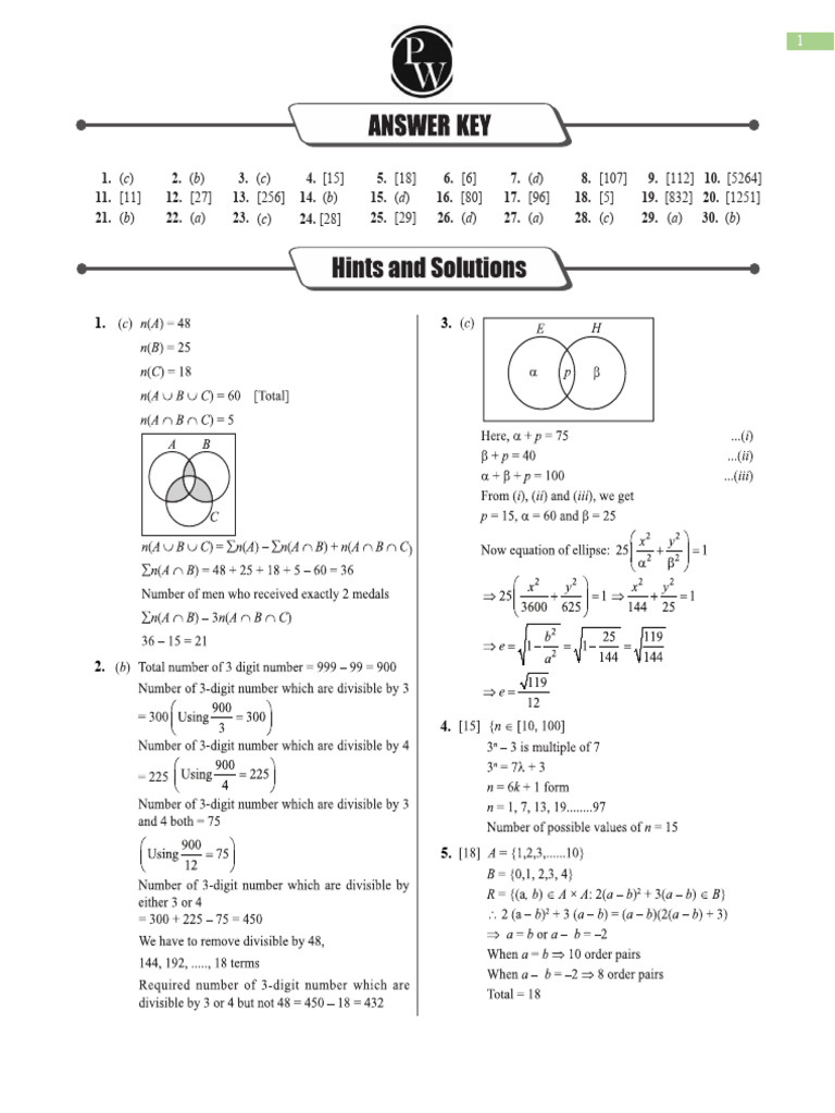 Sets - PYQ Sheet (Solutions) - Manzil JEE 2025 | PDF